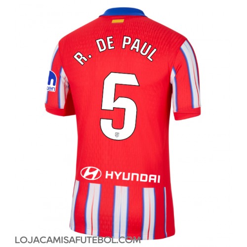 Camisa de Futebol Atletico Madrid Rodrigo De Paul #5 Equipamento Principal 2024-25 Manga Curta